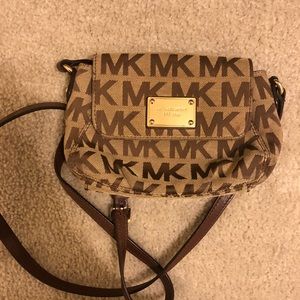 Michael Kors canvas MK crossbody bag